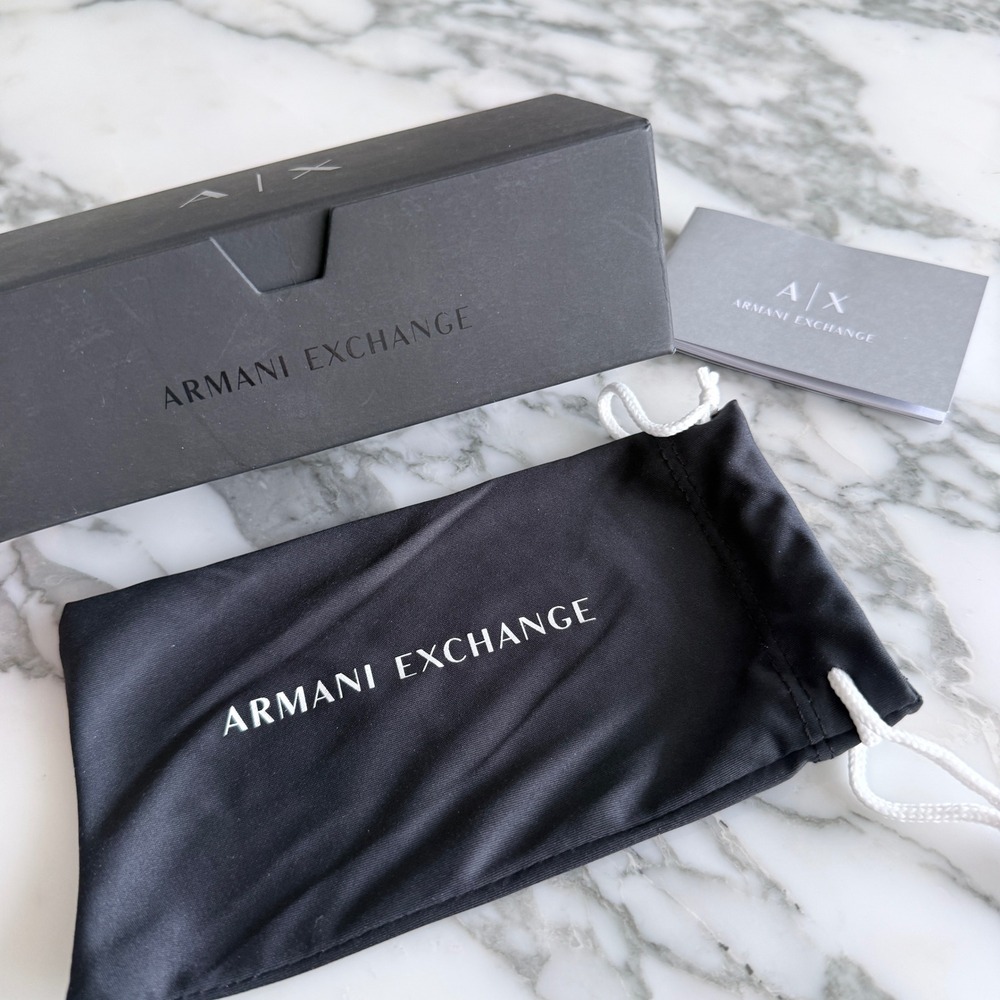 Armani Exchange AX Sunglasses Case Black Folding Hard Case Pouch and Booklet Set